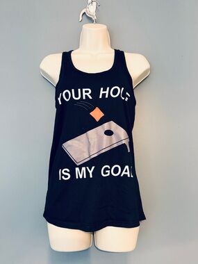 Black Graphic Tank Top - 'Your Hole Is My Goal'
